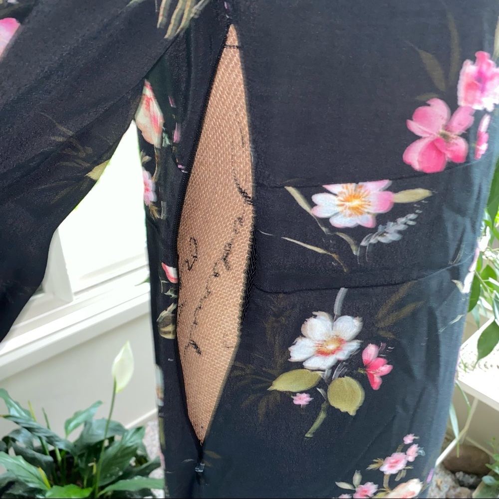 Zara Woman Long Sleeve Black Floral Mini Dress Small - Picture 6 of 11